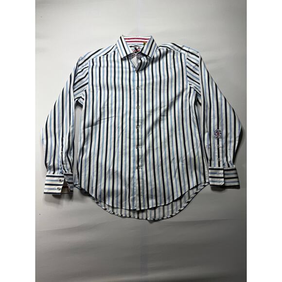 Robert Graham Other - NWT Robert Graham Men's LS Tailored Fit Blue White Striped Button Up Shirt -Sz M